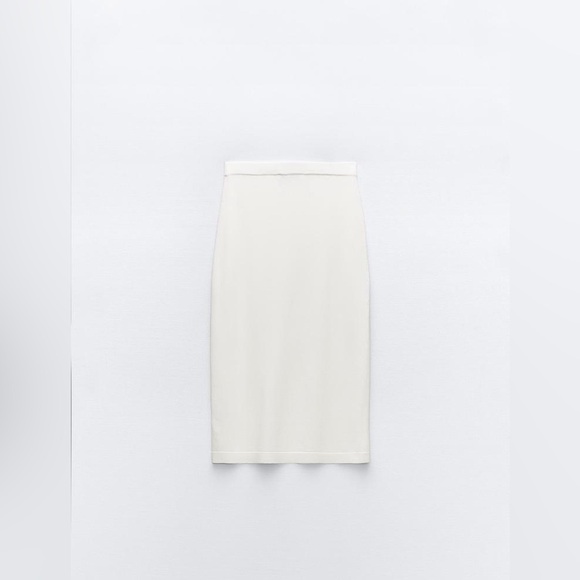 Zara White Stretchy High Rise Knit Skirt Size Small - Picture 3 of 5